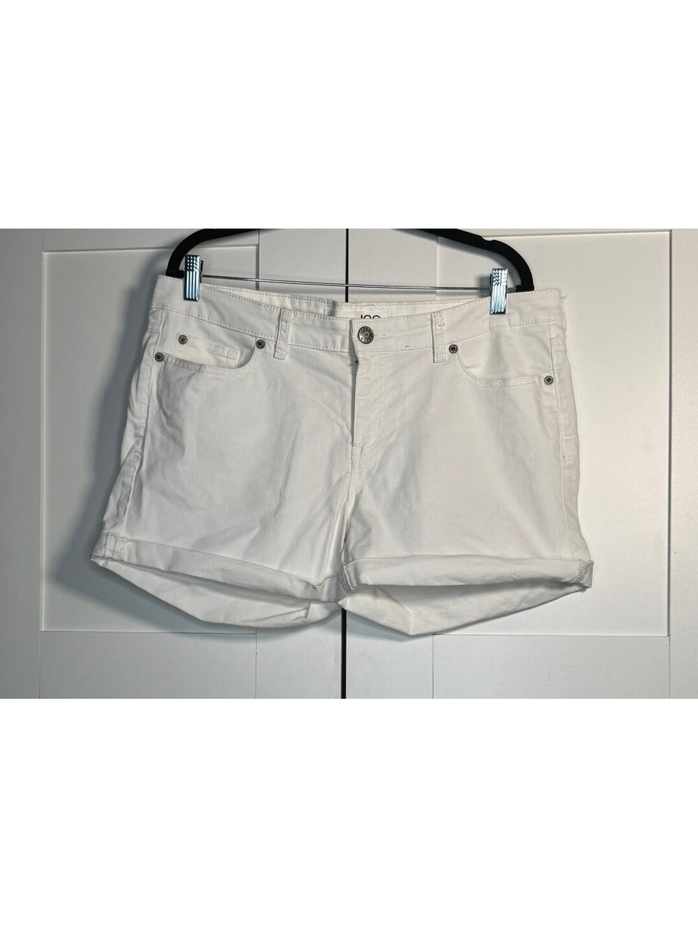 Joe Fresh Women’s White Denim Shorts Size 12 Cuffed Hem 5 Pocket